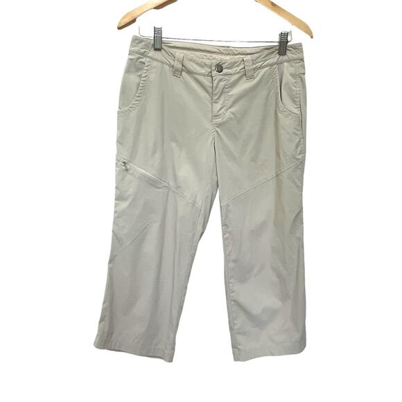 Eddie Bauer Cropped Pants Sz 4 Women’s Hiking Outdoors Stretch Mesh Neutral Tan - Picture 1 of 11